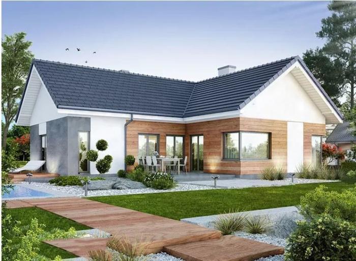 Nhà cấp 4 hình chữ L đẹp