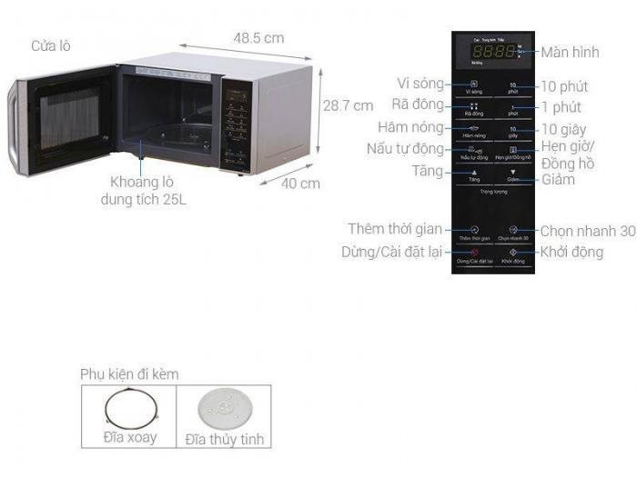 10Kích thước lò vi sóng Panasonic 25 lít