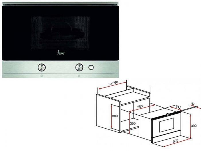 11Kích thước lò vi sóng âm tủ TEKA 22 lít