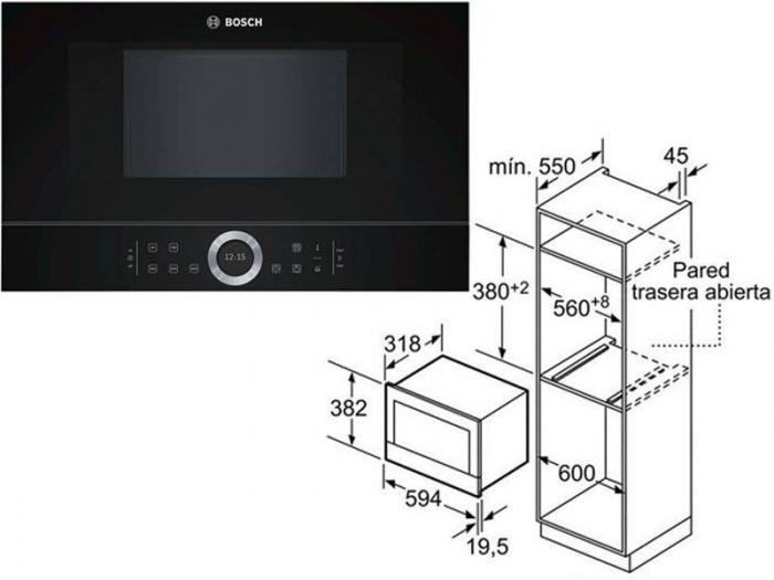 14Kích thước lò vi sóng âm tủ BOSCH 21 lít