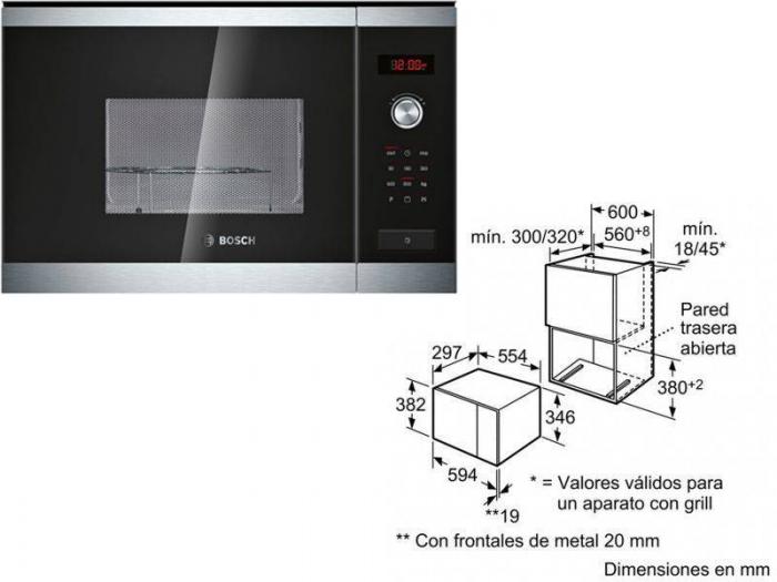 15Kích thước lò vi sóng âm tủ BOSCH 20 lít