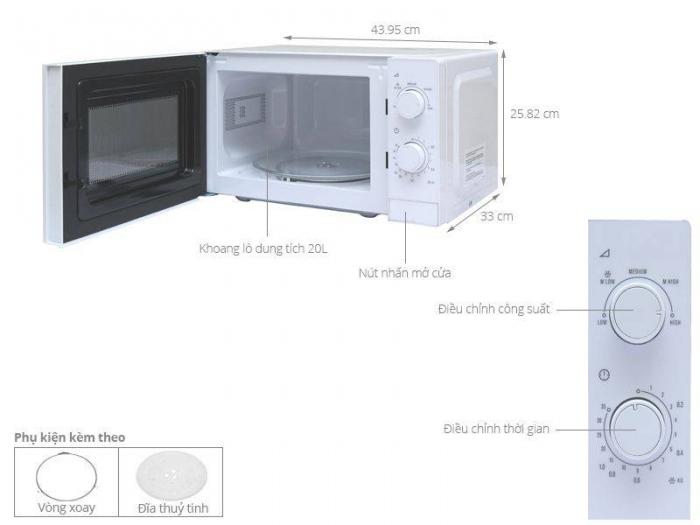 5Kích thước lò vi sóng Electrolux 20 lít