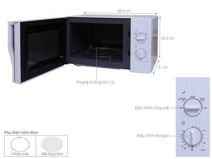 6Kích thước lò vi sóng Electrolux 23 lít