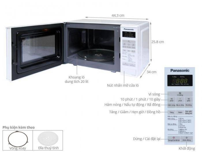 8Kích thước lò vi sóng Panasonic 20 lít