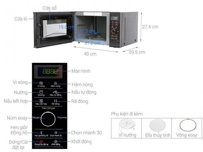 9Kích thước lò vi sóng inverter Panasonic 23 lít