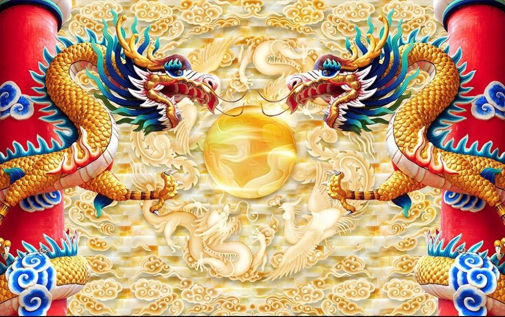 Bức tranh song Long bảo vệ cổng trời này rất hợp treo ở nơi sang trọng